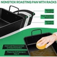 thumbnail image 7 of 14" Roaster Roasting Pan with Baking Rack and V-shaped Rack, Stainless Steel Rectangular Lasagna Pan with Handles for Turkey Chicken, Healthy & Dishwasher Safe, 3 Pieces, Black, 7 of 7