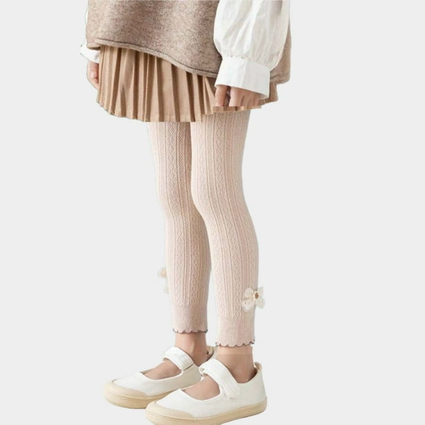 Cowsor Toddler Baby Girls Winter Fleece Lined Leggings Knit Thick Warm Full Length Tights Basic Velvet Pants