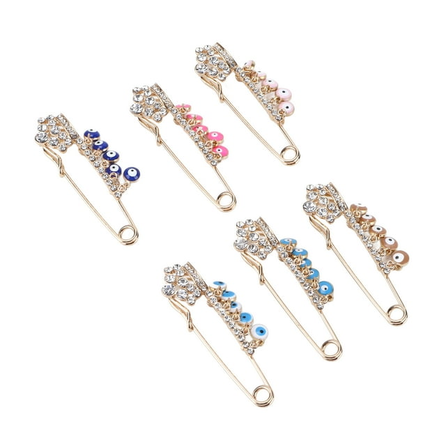 Clips para suéter, broche de 6 piezas, joyería dorada brillante contra el mal de ojo, decoración sin esfuerzo