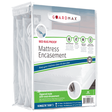 Guardmax Jersey Knitted King Zippered Mattress Encasement with Deep Pockets - Waterproof & Bed Bug Proof Mattress Protector - Comfortable, Soft, and Noiseless Zippered Bedding - (78 x 80 x 15)