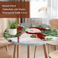 thumbnail image 4 of Grey Green Snowman Christmas Round Tablecloth, Fitted Table Cover with Elastic for 36"-44" Round Tables, Xmas Tree Snowflake Winter Table Cloth Outdoor Indoor Dinning Party Waterproof Tablecloths, 4 of 7