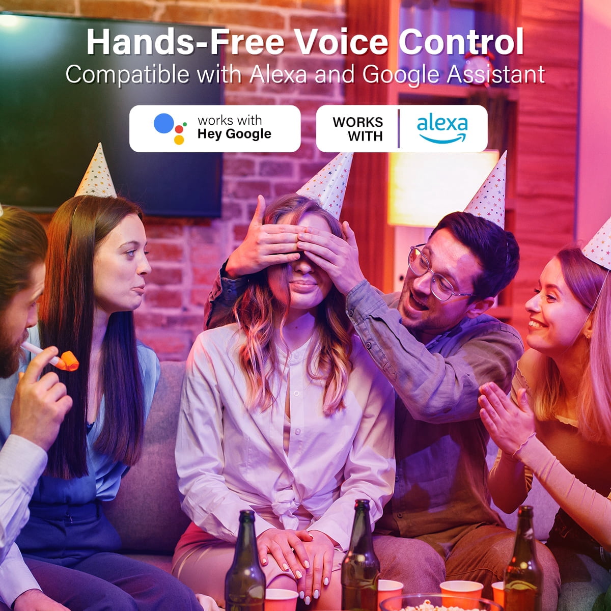 4 Pack E12 Smart WiFi LED Light Bulbs Music Sync RGB+CCT Color Changing Dimmable Candle Bulbs App & Voice Control Compatible with Alexa Google Home Timer & Group Control 2.4GHz WiFi
