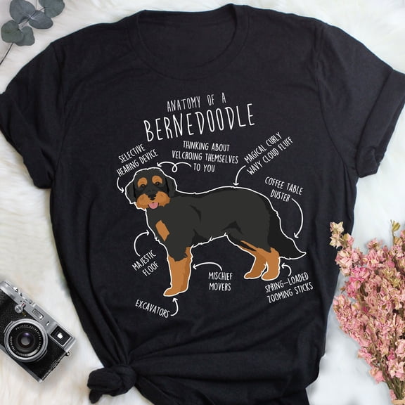 ChaChaCoo Bernedoodle Shirt, Black Phantom Bernedoodle Dog Lover Gift, Women Men, Funny Cute Doodle T-shirt Poodle Mix Cross Tshirt Mom Dad Black Tan