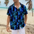 thumbnail image 2 of NAMTYQX Tshirts Shirts for Men Button Front Textured Graphic Light Casual Short Sleeve Plus Size V Neck Funny Hawaiian Shirts for Men Royal Blue Size L, 2 of 5