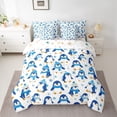 thumbnail image 2 of Castle Fairy Cartoon Penguin Bedding Comforter Set,Kawaii Blue Snowflakes Full Bedding Set, 2 of 8