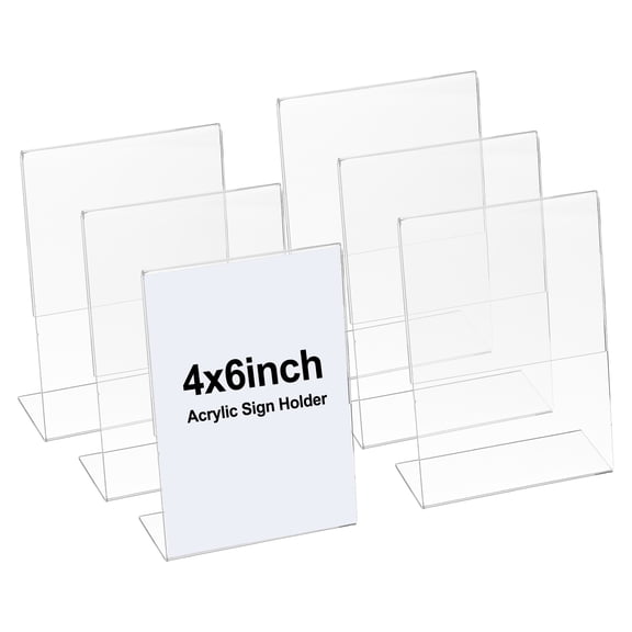 Uxcell Acrylic Sign Holder, 6x4inch 6 Pack L Shape Plastic Paper Display Stand