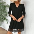 thumbnail image 4 of Up to 65% Off Women Plus Size Dresses Women's Casual Summer Dress With Solid Color Lace V-neck And Five-quarter Sleeves, 4 of 9