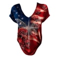 thumbnail image 4 of MEICHEN Women's V Neck Butterfly & Rose Print T Shirt Patriotic Glitter Graphic Casual Top, 4 of 4