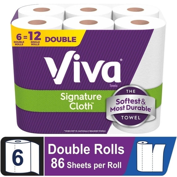 (3 pack) Viva Signature Cloth Paper Towels, 6 Double Rolls, 86 Sheets per Roll