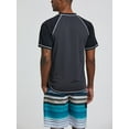 thumbnail image 7 of Eloshman Mens Swimwear Sun Protection Swim Tops Crew Neck Quick Dry Beach Shirt UPF50+ Men Stretchy Short Sleeve Casual Color Block Gray Black XL, 7 of 7