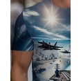 thumbnail image 4 of Men's 3D T-shirt, with an aircraft carrier, very suitable for external exploration. Made of soft fabrics, sea-colored, clever and solid, very suitable for meals or at home., 4 of 6
