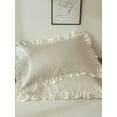 thumbnail image 4 of MOVE OVER White Ruffle Pillowcases King, Silky Satin Pillow Cover Set of 2, Luxury Satin Ruffle Pattern, 2 Pack, 4 of 8