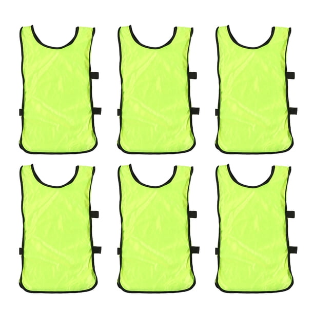 EeaseMX 6 chalecos de fútbol verde fluorescente para niños, transpirables, para entrenamiento de fútbol.