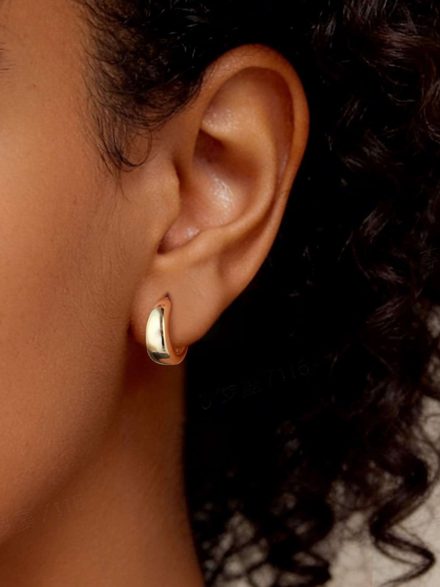 ChicSilver Solid 925 Sterling Silver Earrings Small Chunky Silver Earrings for Women 14K Gold Plated Small Hoop Earrings Silver Hypoallergenic Earrings Small Thick Huggie Hoops Earrings