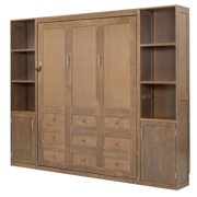 Harper & Bright Designs Queen Size Murphy Bed with Cabinets, Wooden Queen Cabinet Bed Wall Bed with Storage Shelves, Folding Wall Chest Bed for Bedroom Guest Room, Wood