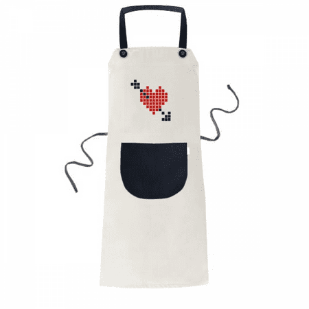 

Valentine s Arror Pierce via Heart Pixel Apron Adjustable Bib Cotton Linen BBQ Kitchen Pocket Pinafore