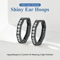 thumbnail image 2 of Silvora Women 925 Sterling Silver Huggie Hoop Earrings Small Cubic Ziaconia Circle Earrings Black Sparking Ear Jewelry for Birthday Christmas, 2 of 8