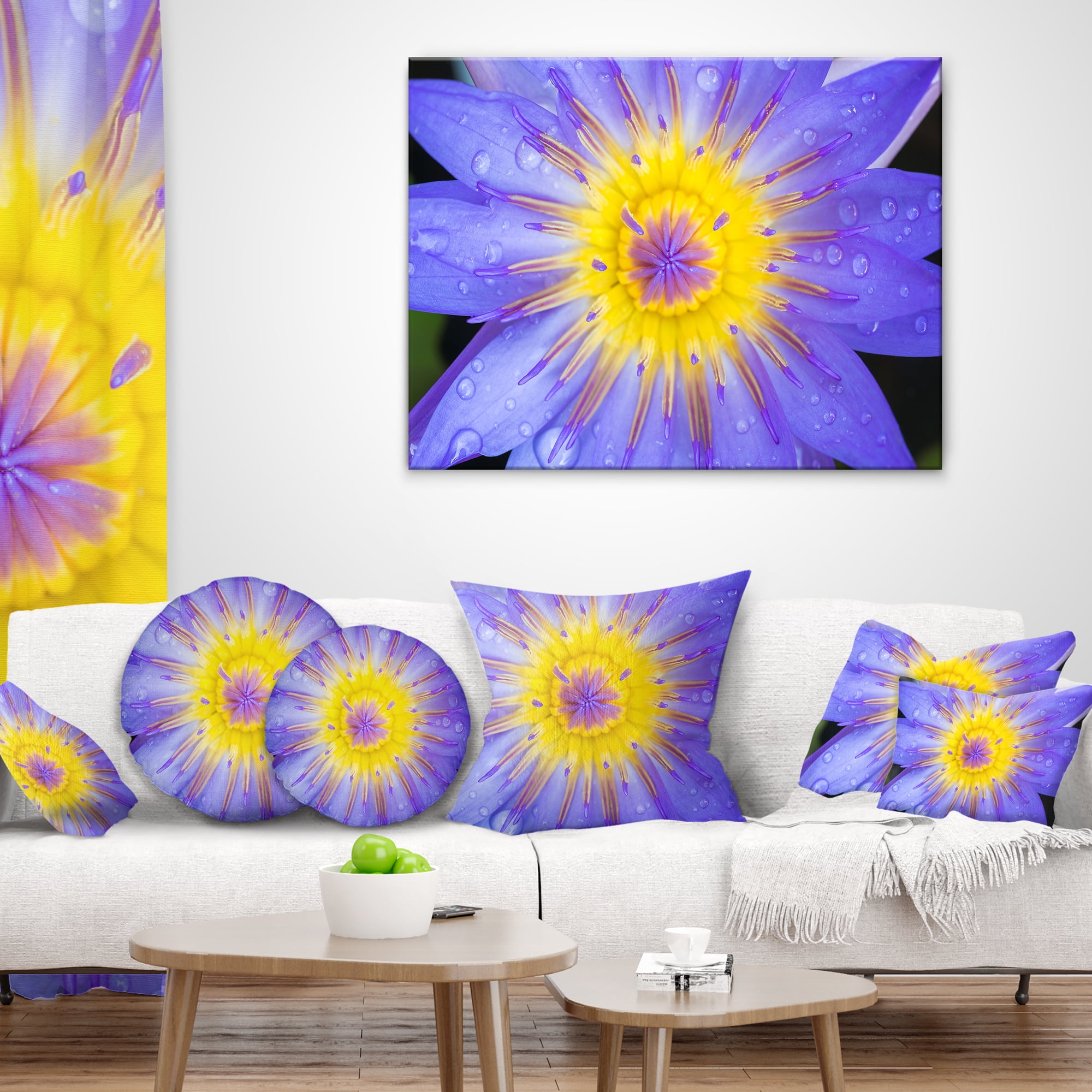 Designart Blooming Violet Lotus Close up - Flowers Throw Pillowwork - 16x16