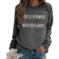 thumbnail image 1 of Mode Décontractée pour Femmes, Couleur Unie, Manches Longues, Imprimé Lettre, Col Rond, Chandail à Capuchon à Fermeture Éclair, Veste Active, Chandails en Molleton pour Femmes, 1 of 5