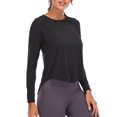 thumbnail image 5 of FUTATA Womens Long Sleeve Workout Shirts Open Back Yoga Tops Stretch Long Sleeve Workout Tops Quick Dry Running Shirts Black M, 5 of 6