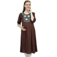thumbnail image 3 of Bimba Moms Brown Embroidered Women Rayon Calf Length Maternity Pleated Dress - 22, 3 of 3