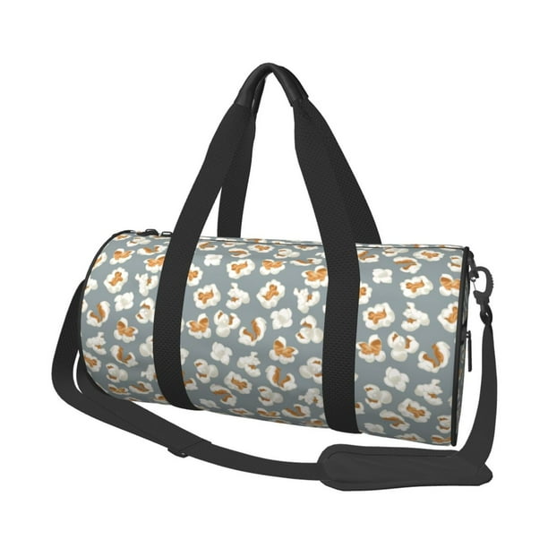 Easygdp White Popcorn Bolsa de Viaje, Bolsa de Mano, Bolsa de Gimnasio, Bolsa de Equipaje para Viaje