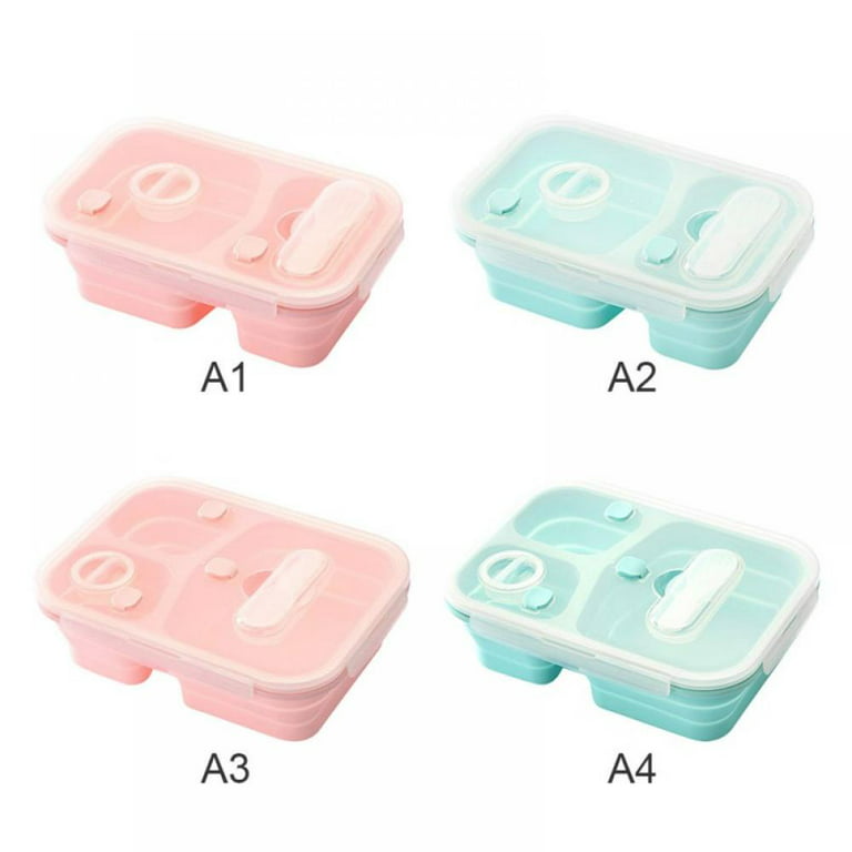 Fsqjgq Reusable Bags Silicone Big Waterproof Lunch Box with Compartment Lunch Box Microwave Sealed Kids School Lunch Plate Kitchen Food Storage
