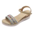 thumbnail image 6 of Rokment Womens Bohemian Ethnic Platform Wedge Sandals 2026 Beach Summer Woven Open Toe Ankle Strap Espadrilles Chunky Heeled Dressy Summer Shoes Light Blue Size 9.5, 6 of 7