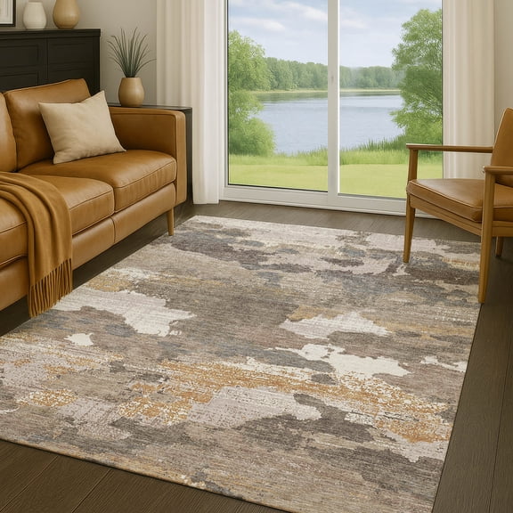 Addison Rugs Chantille Indoor/Outdoor Transitional Abstract Brown Machine Washable Rectangle Rug, 10' x 14'