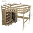 thumbnail image 2 of Harper & Bright Designs Full Size Loft Bed with Wardrobe and Desk, Wood Full High Loft Bed with Storage Drawers and Shelves for Dorm Apartment Bedroom, Walnut, 2 of 15
