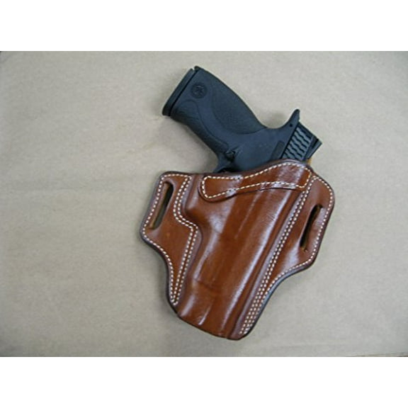 Azula Leather 2 Slot Molded Pancake Belt Holster for S&W Smith & Wesson M&P Pistol TAN RH
