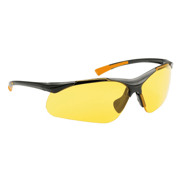 Sanoxy Safety Glasses with Wraparound Design, UV Protection, Rubber Nosepiece and Black Temples – Impact-Resistant PC Lens-Yellow