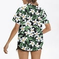 thumbnail image 5 of JTZGDY Women Hawaiian Shirt Soft Cool Summer Hawaii Shirts Floral Tropic Print V Neck Collared Beach Vacation T-Shirt Short Sleeve Button Up Lightweight Cardigan Tops Green#03 M, 5 of 7