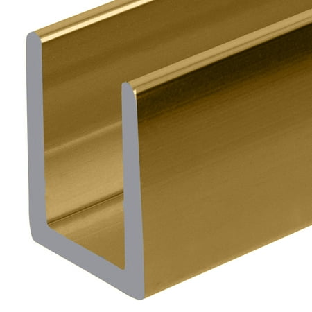 

Brixwell SDCD3812BGA Brite Gold Anodized Frameless Shower Door Aluminum Deep U-Channel for 3/8 Thick Glass - 144 Stock Length