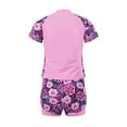 thumbnail image 2 of CHICTRY Kids Girls Rash Guard Swimsuit Floral Print Short Sleeve Shirt with Shorts Tankini Set A Pink Floral 8, 2 of 7