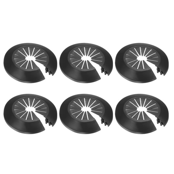 6 Pack Flange Water Pipe Cover, 2.8"x 0.5"x 0.5" Plastic Round Pipe Collar for 12mm, Black