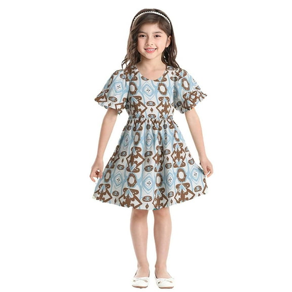 TAIAOJING Toddler Girls Short Sleeve Holiday Leopard Print Dress Dance Party Dresses Boho Beach Casual Birthday Sundress Leisure 2-3Y