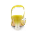 thumbnail image 2 of BLISSFUL STEP Sandales à Talon Moyen Transparent à Enfiler à Bride Arrière pour Femmes avec Fleurs et Strass Jaune 5,5, 2 of 7