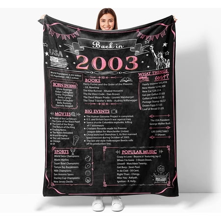 20th Birthday Gifts for Women 2003 Birthday Gifts for Women 20th Birthday Blanket for Women 20th Anniversary Blanket 20th Wedding Back in 2003 Blankets Pink 60×50