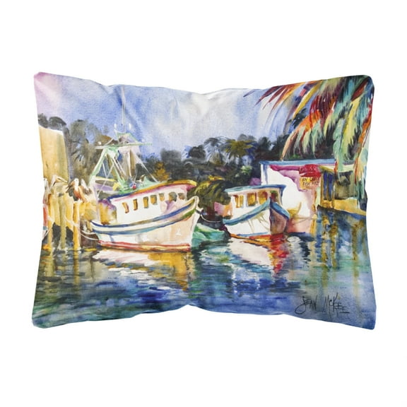 Carolines Treasures JMK1045PW1216 Fly Creek Fish Market Canvas Fabric Decorative Pillow  12H x16W multicolor