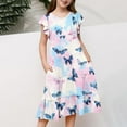thumbnail image 4 of LOVZFMLL Robe d'Été à Fleurs pour Filles Manches Courtes Poches à Volants Col Rond Imprimé pour Enfants, 4 of 4