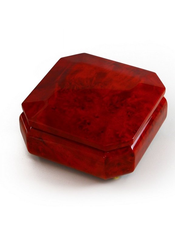 Astonishing Beveled Octagonal Wood Classic Style Music Jewelry Box - Unforgettable
