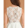 thumbnail image 6 of INSPIRE CHIC Women's Peplum Round Neck Lace Sheer Sleeveless Blouse S White, 6 of 8