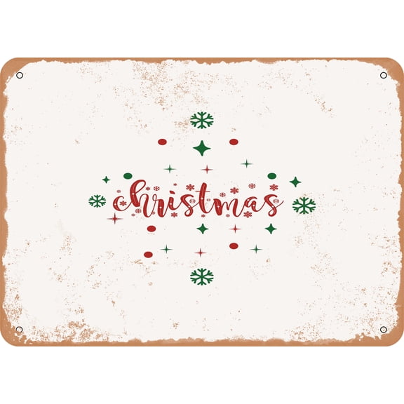 7 x 10 METAL SIGN - Christmas - 3 - Vintage Rusty Look