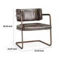thumbnail image 5 of Benjara Fond 25 Inch Dining Chair, Open Back, Brown Real Leather Cantilever, Iron, 5 of 5