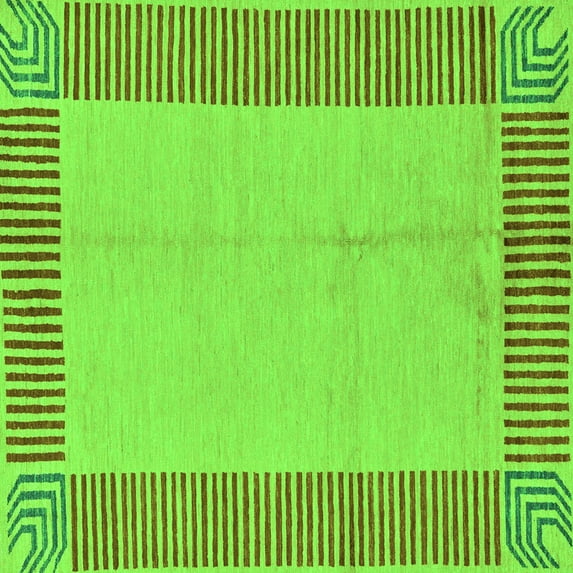 Ahgly Company Indoor Square Abstract Green Modern Area Rugs, 3' Square