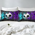thumbnail image 4 of Erosebridal Sport Soccer Bed Sheets Set Queen Size,Geometric Buffalo Bedding Sets Queen Size,Blue Purple Bed Sheets Queen,Lightweight Ball Gamer Room Decoration,4-Piece, 4 of 7