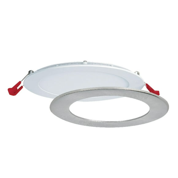 Nadair, 6’’ LED Recessed Ultra Slim Lights, 3 Built-in Color Temperature (3K/4K/5K), 1-Pack, IC Rated, Dimmable, 15W=90W, 1125 Lumens, Quick Connect System, White Finish / Brushed nickel trim included
