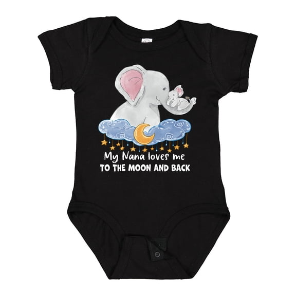Inktastic My Nana Loves Me to the Moon and Back Elephant Family Boys or Girls Baby Bodysuit
