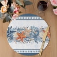 thumbnail image 3 of Blue Coastal Round 13 Inch Placemats Set of 4, Orange Starfish Coral Summer Beach Nautical HeatResistant Non Slip Place Mats for Dining Table, Wipeable Braided Kitchen Table Mats for Housewarming, 3 of 9